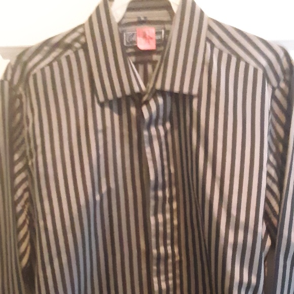 Vintage Cote De France Silk  Shirt Black Stripes Long Sleeve  M - Picture 12 of 15
